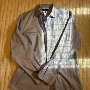 Banana Republic Blue Dress Shirt with Subtle Plaid Pattern